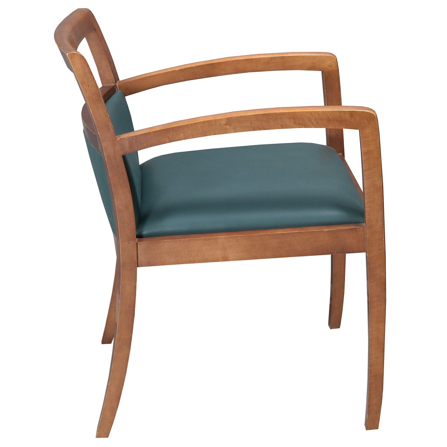 Bernhardt Used Wood and Leather Side Chair, Green