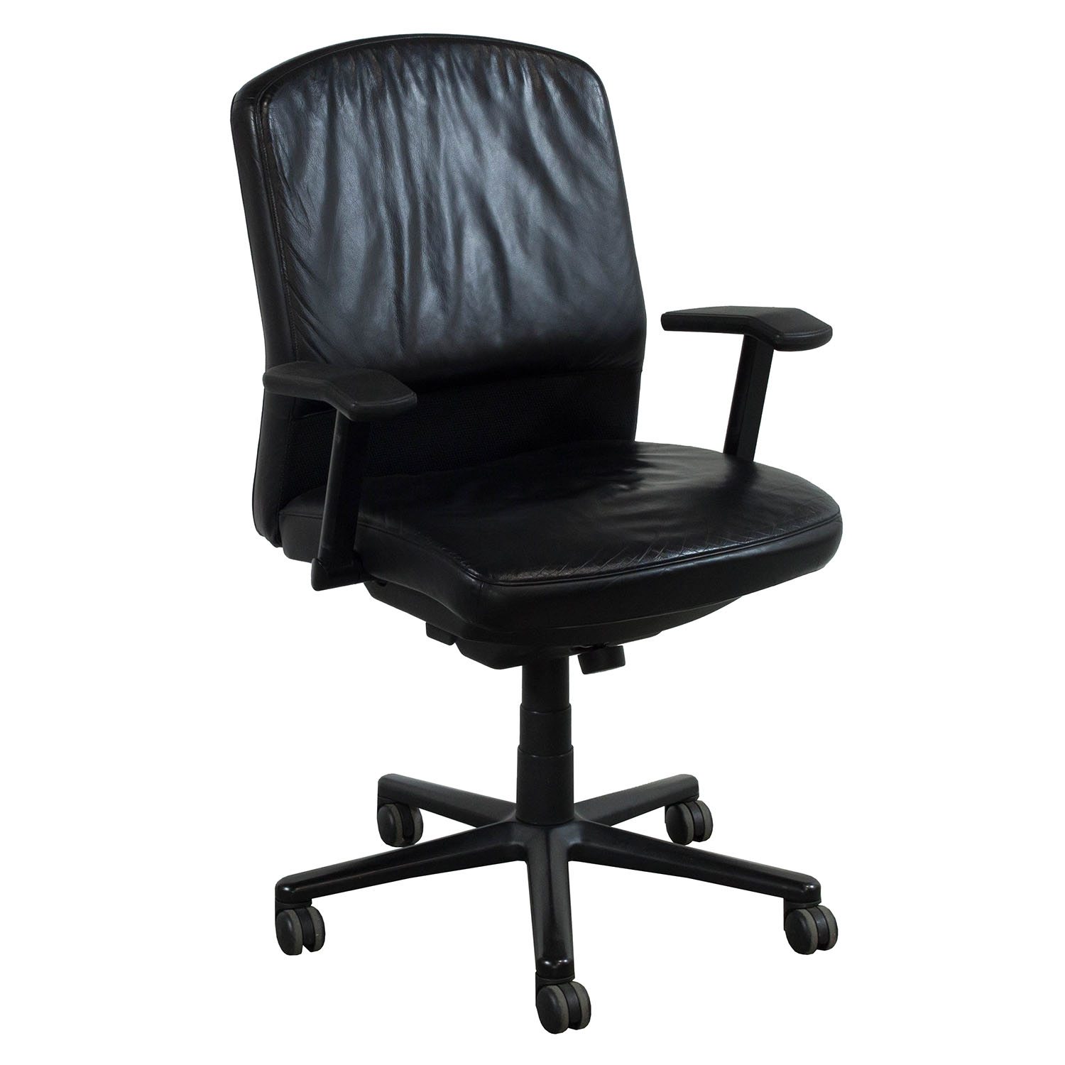 Steelcase Vecta 4 O'Clock Series Used Leather Task Chair, Black