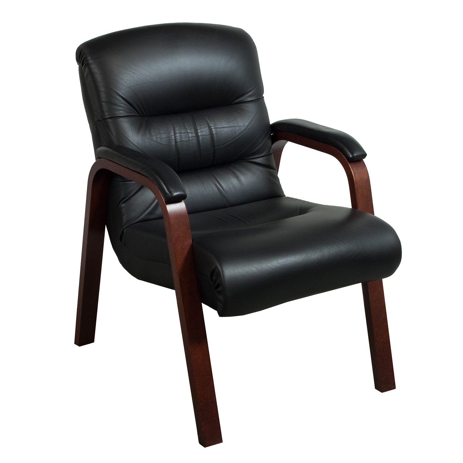 LaZBoy Horizon Used Mid Back Leather Side Chair, Mahogany National