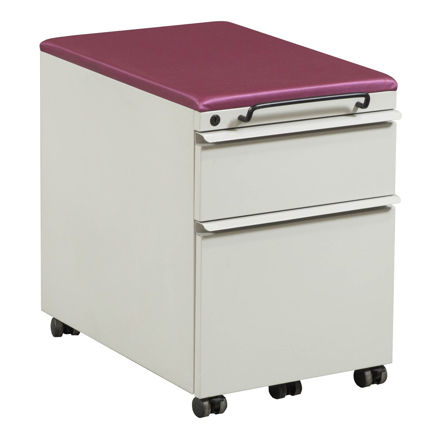 Knoll Used Box File Mobile Pedestal, Putty with Magenta Top National