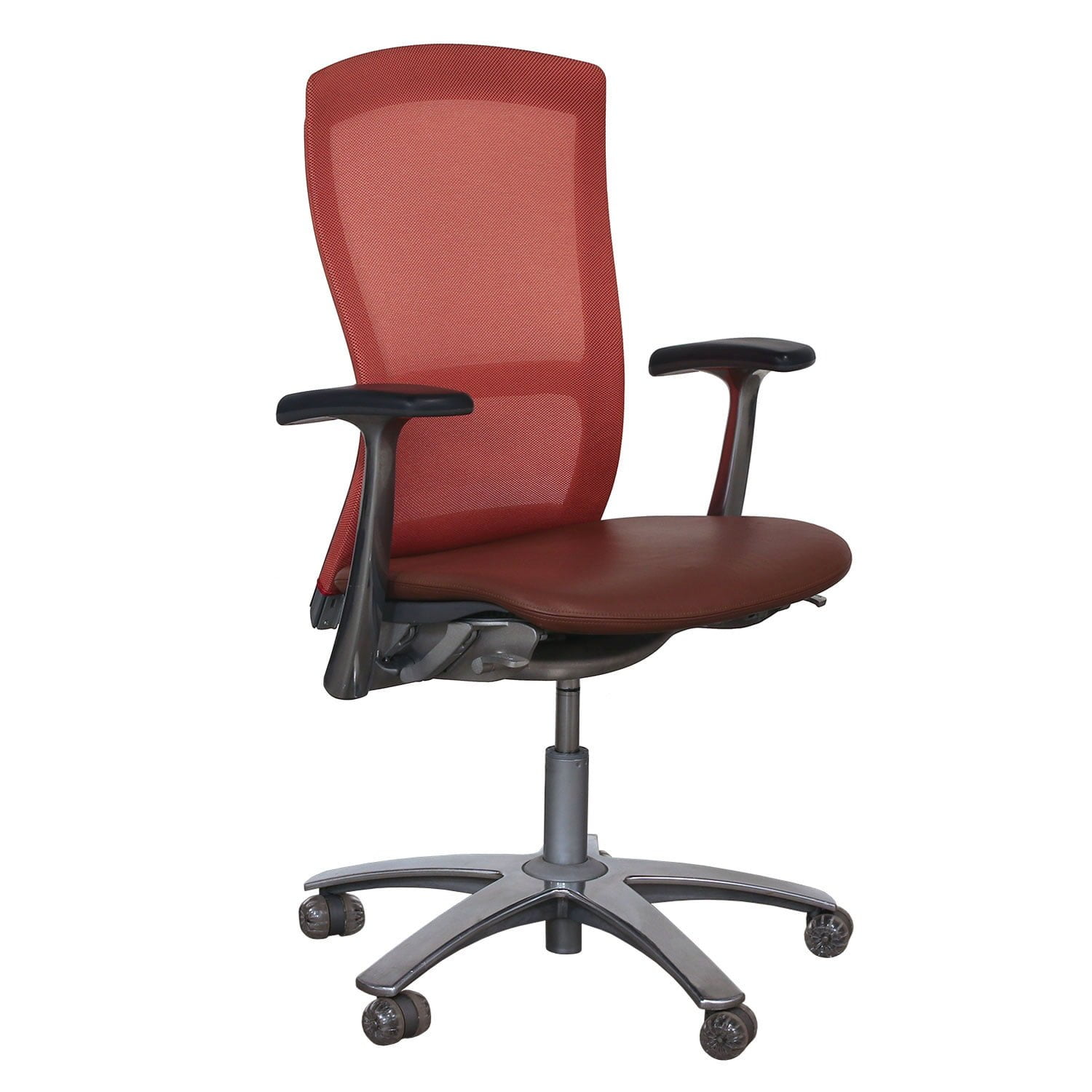 Knoll Life Used Leather and Mesh Back Conference Chair, Brown