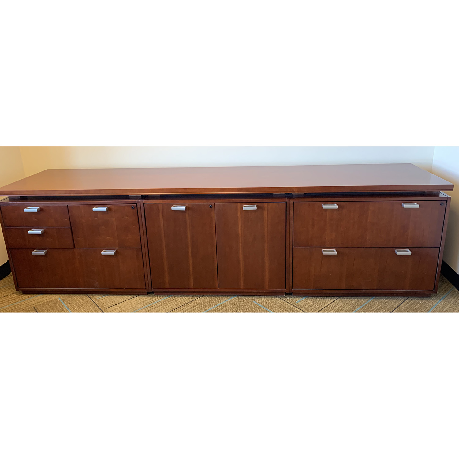 Kimball Used Veneer Storage Credenza, Cherry - National Office
