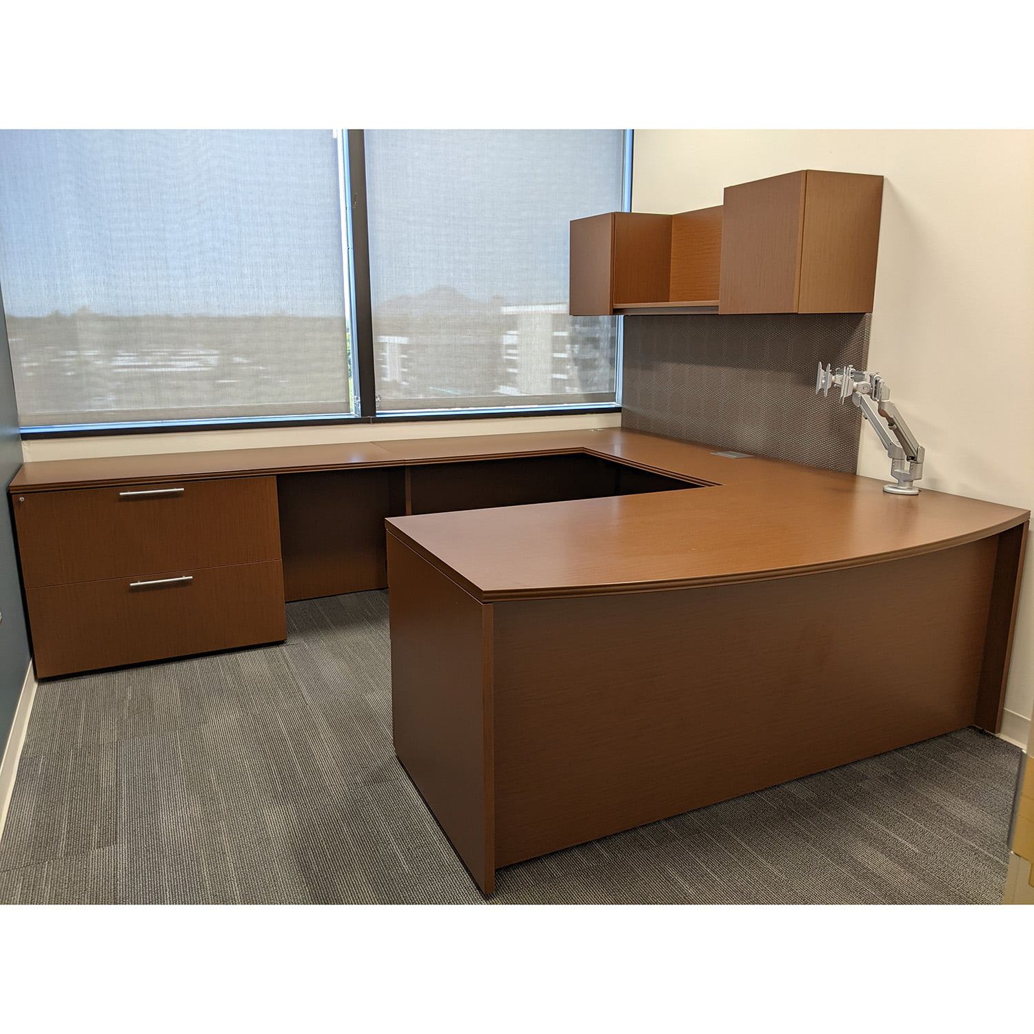 OFS First Office Used UShaped Executive Desk with Left Return, Walnut