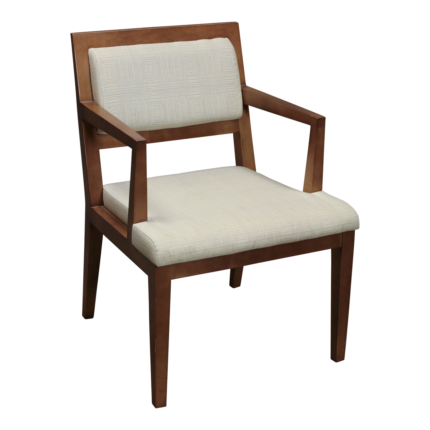 Gunlocke Used Walnut Wood Side Chair, Cream Pattern National