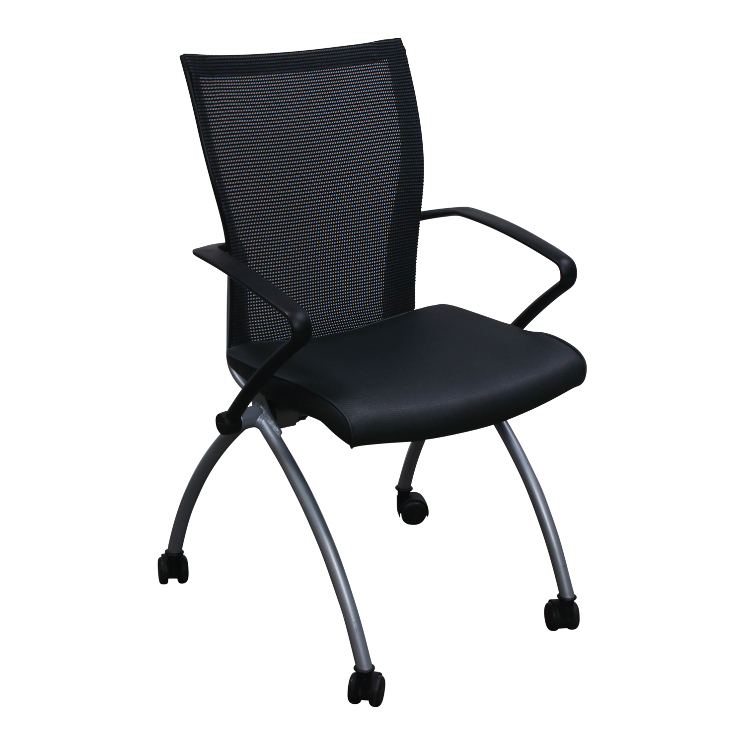 Haworth X99 Used X640 Mobile Black Mesh Back Nesting Chair, Vinyl Haworth X99 Used X640 Mobile Black Mesh Back Nesting Chair, Vinyl