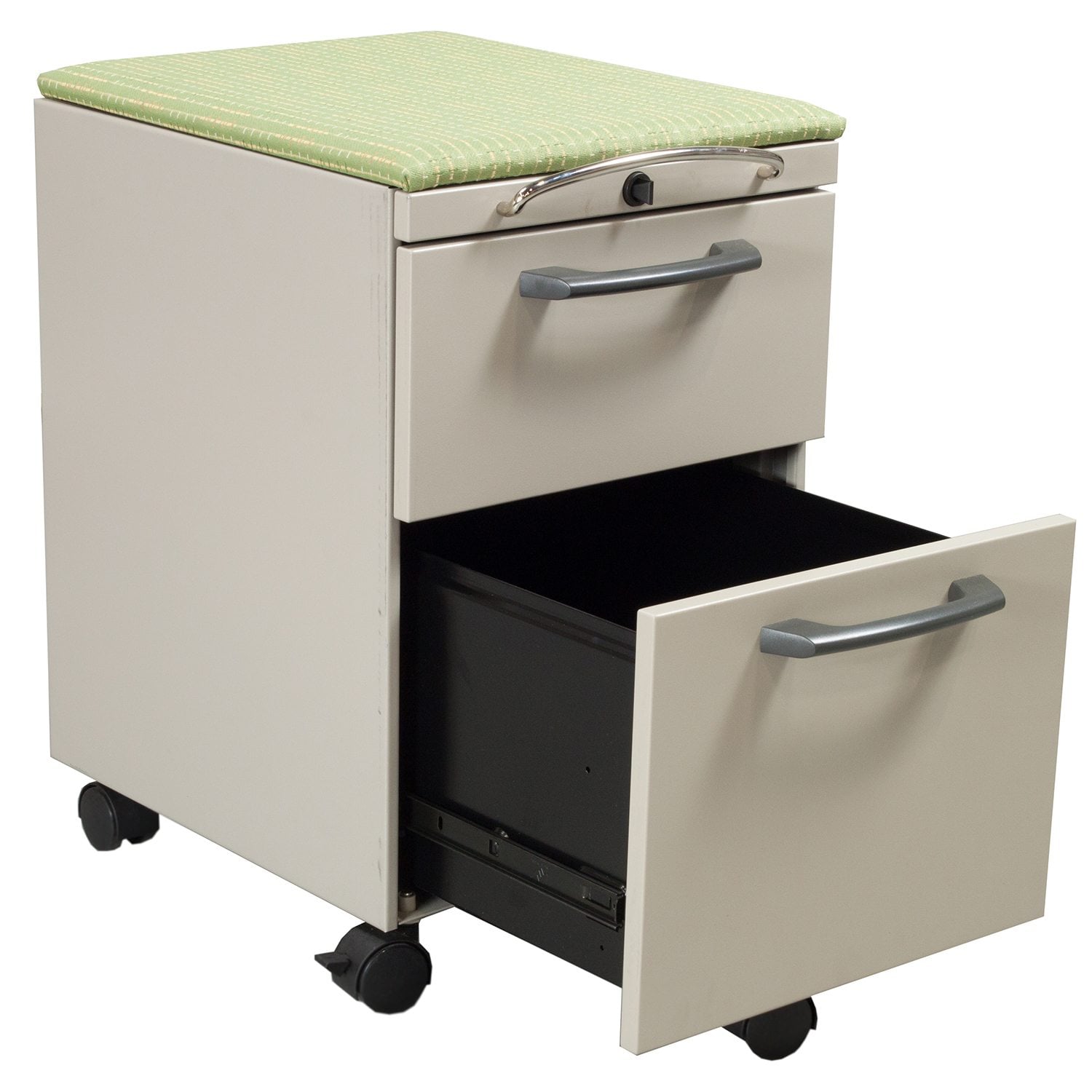 Knoll Series 2 Used Mobile Pedestal, Putty with Green Seat National