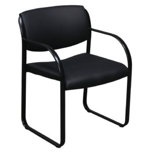 Steelcase Snodgrass 474 Used Leather Side Chair, Black