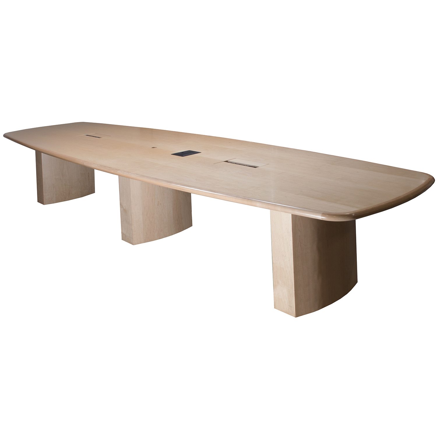 Wood 14ft Boat Shaped Conference Table, Maple National Office