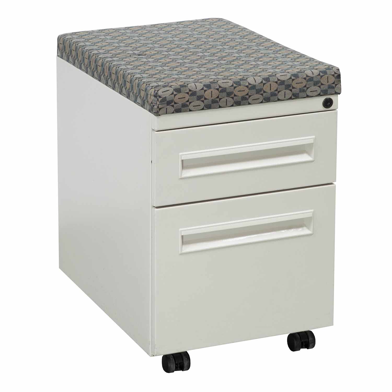 Haworth Used Box File Mobile Pedestal With Dark Blue Cushion, Putty