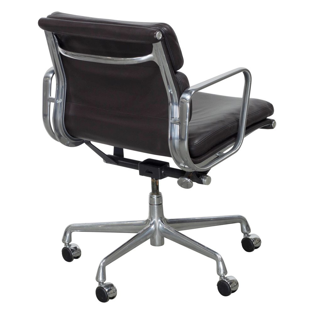 Herman Miller Eames Leather Mid Back Used Conference Chair, Dark Brown