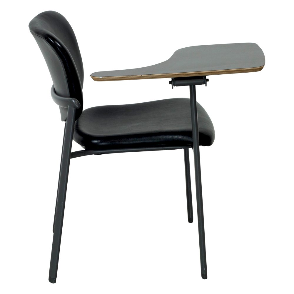 Haworth Improv Used Stackable Right Tablet Arm Leather Chair, Black