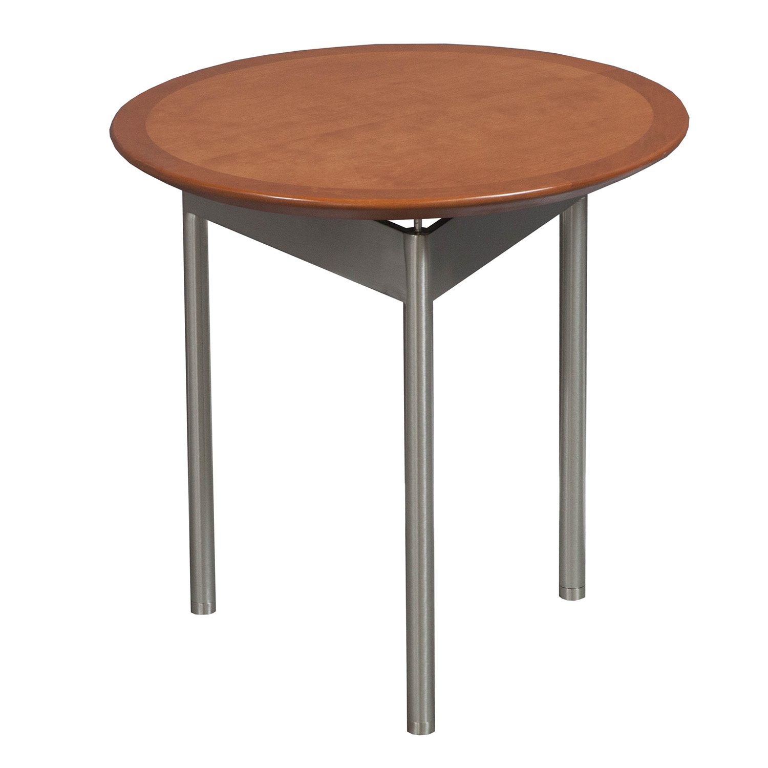 Used Veneer 20 Inch Round End Table, Cherry - National Office Interiors