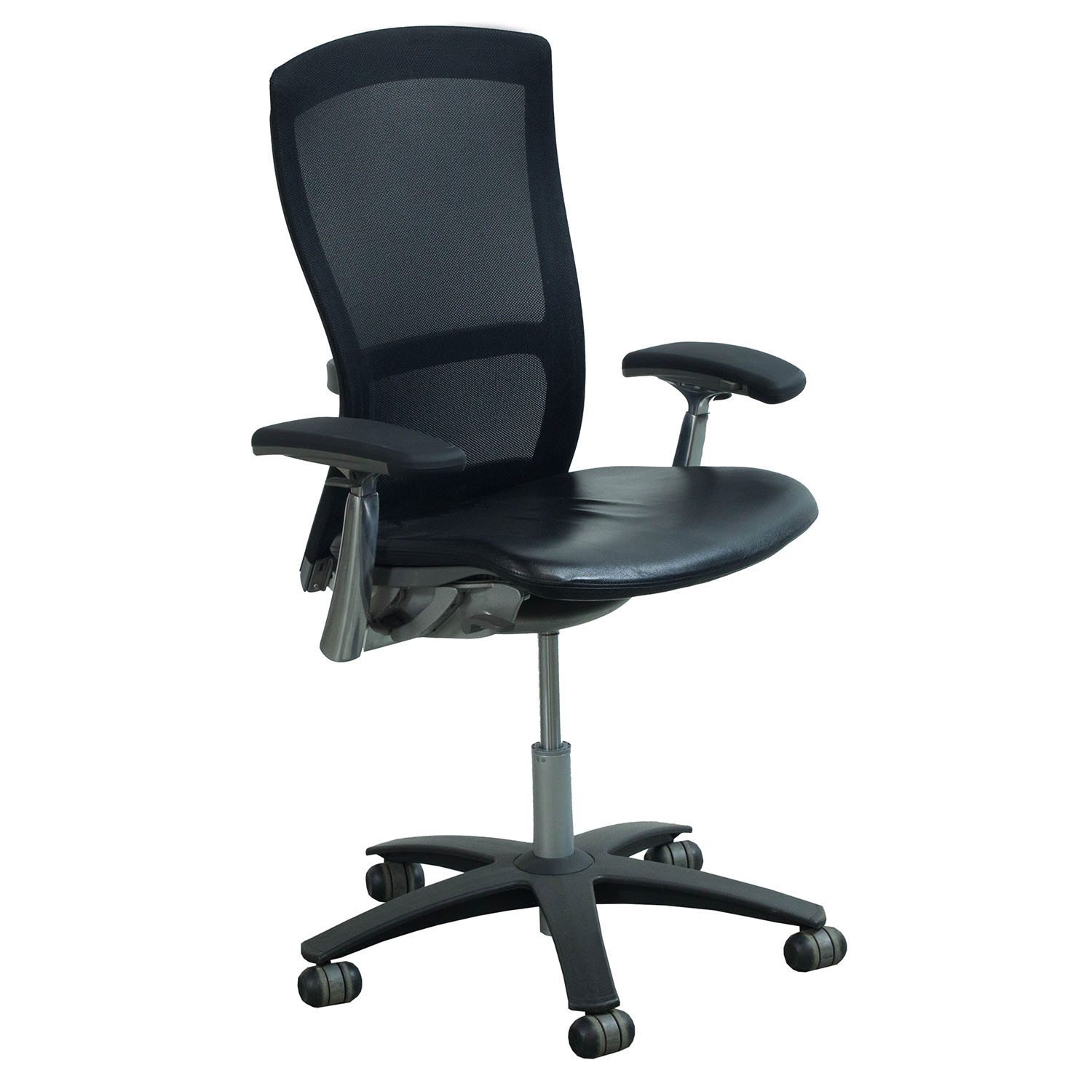 Knoll Life Used Leather and Mesh Task Chair, Black National Office