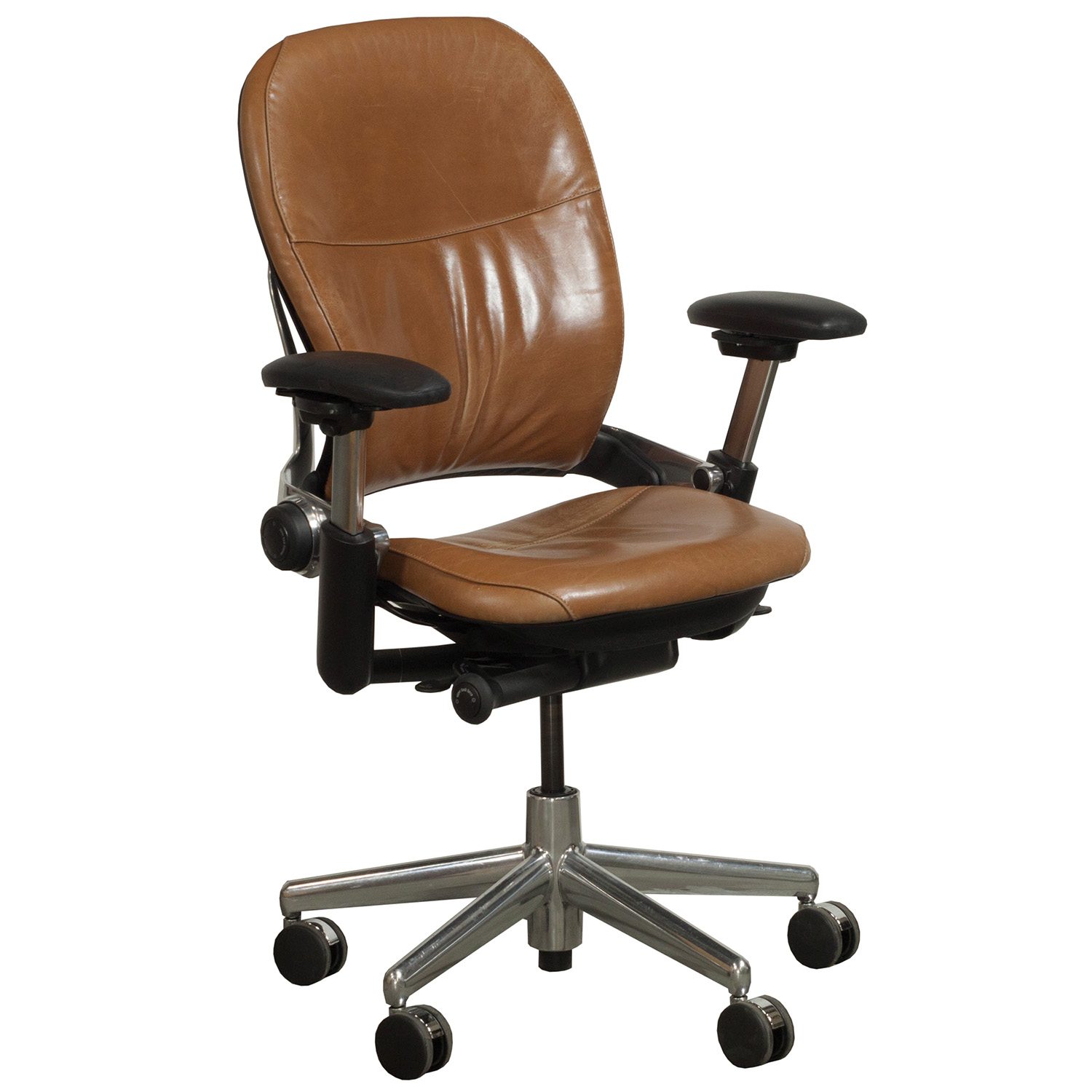 Steelcase Leap V1 Used Leather Task Chair, Brown - National Office ...