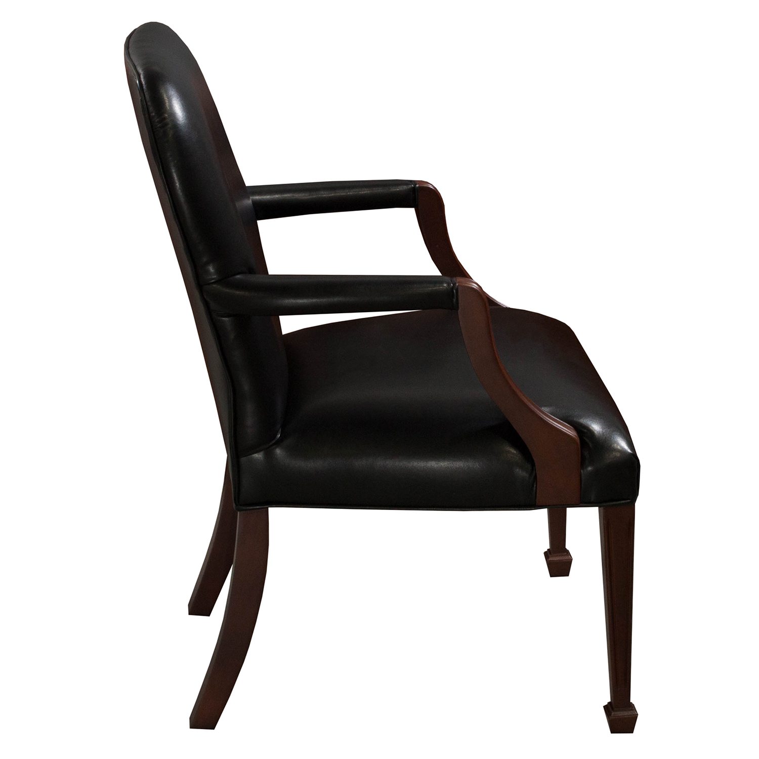 Bright Used Leather Wood Side Chair, Black National Office Interiors