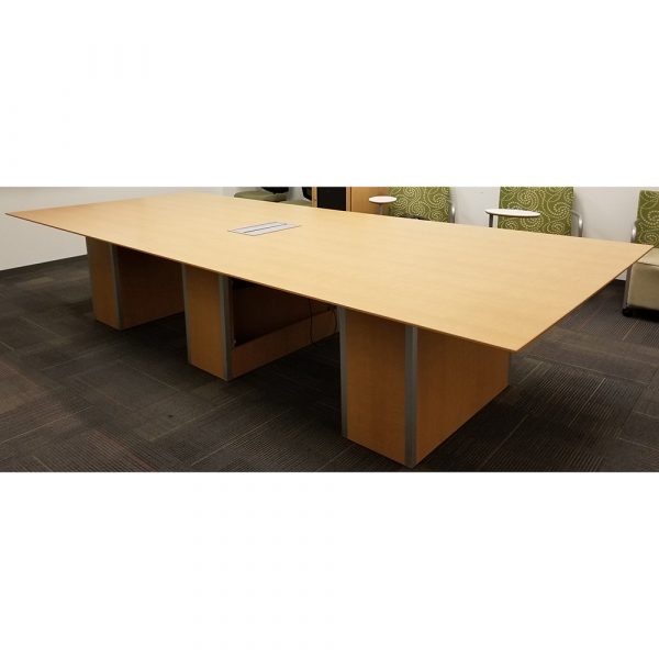 Wood Veneer Used 12ft Conference Table, Cherry National Office
