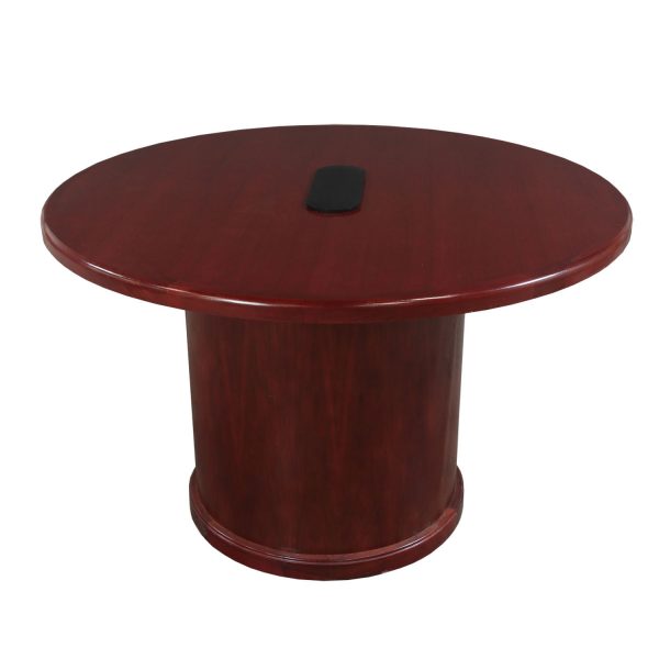 Steelcase Used 48 Inch Round Veneer Conference Table, Mahogany
