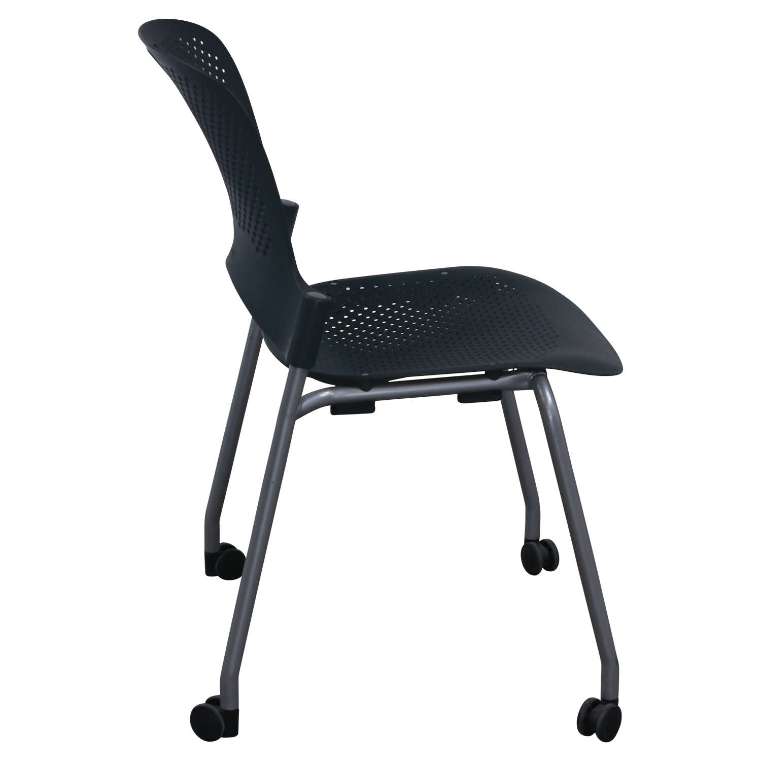 Herman Miller Caper Used Armless Mobile Stack Chair, Dark Green