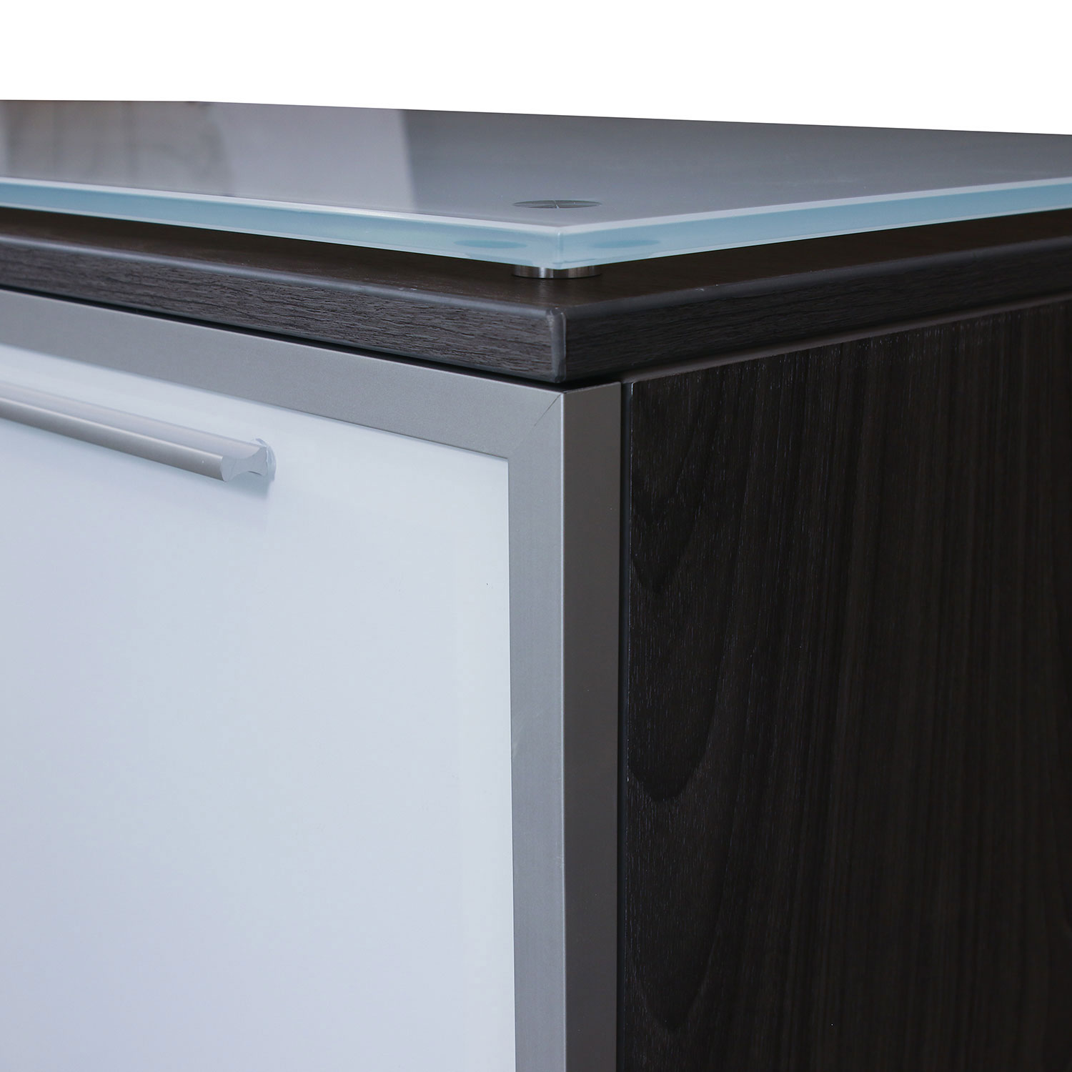 Manhattan 4 Door Laminate Storage Credenza With Glass Top