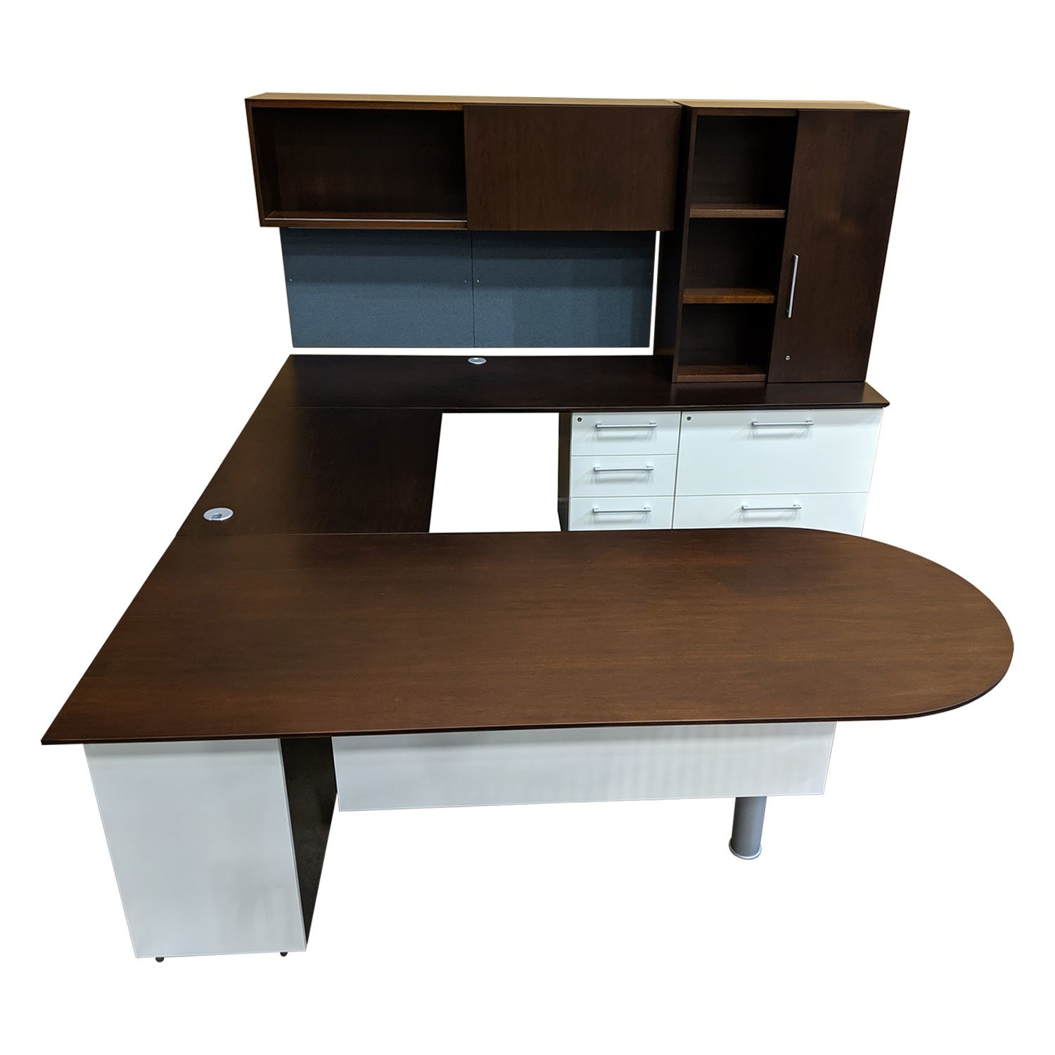 Herman Miller Canvas Used UShape Desk Set Right Return, Espresso