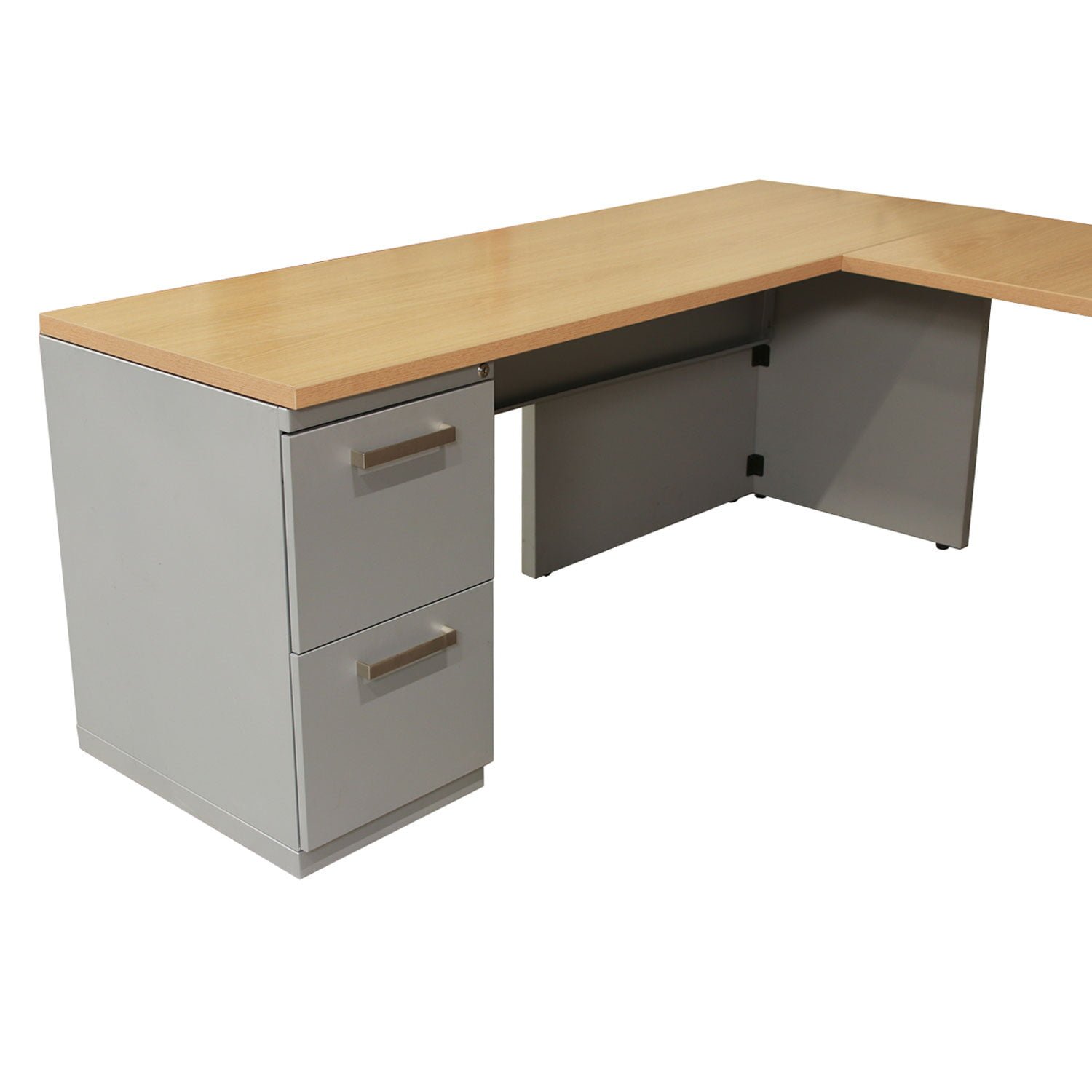 6x8 Haworth Used UShape Left Return Desk Set with Overheads, Maple
