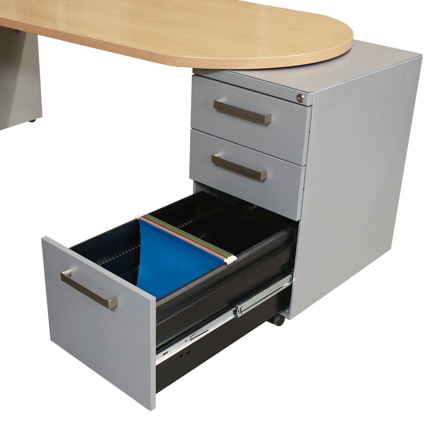 Left Return Desk 6x8 Haworth Used U-Shape Left Return Desk Set with Overheads, Maple ...