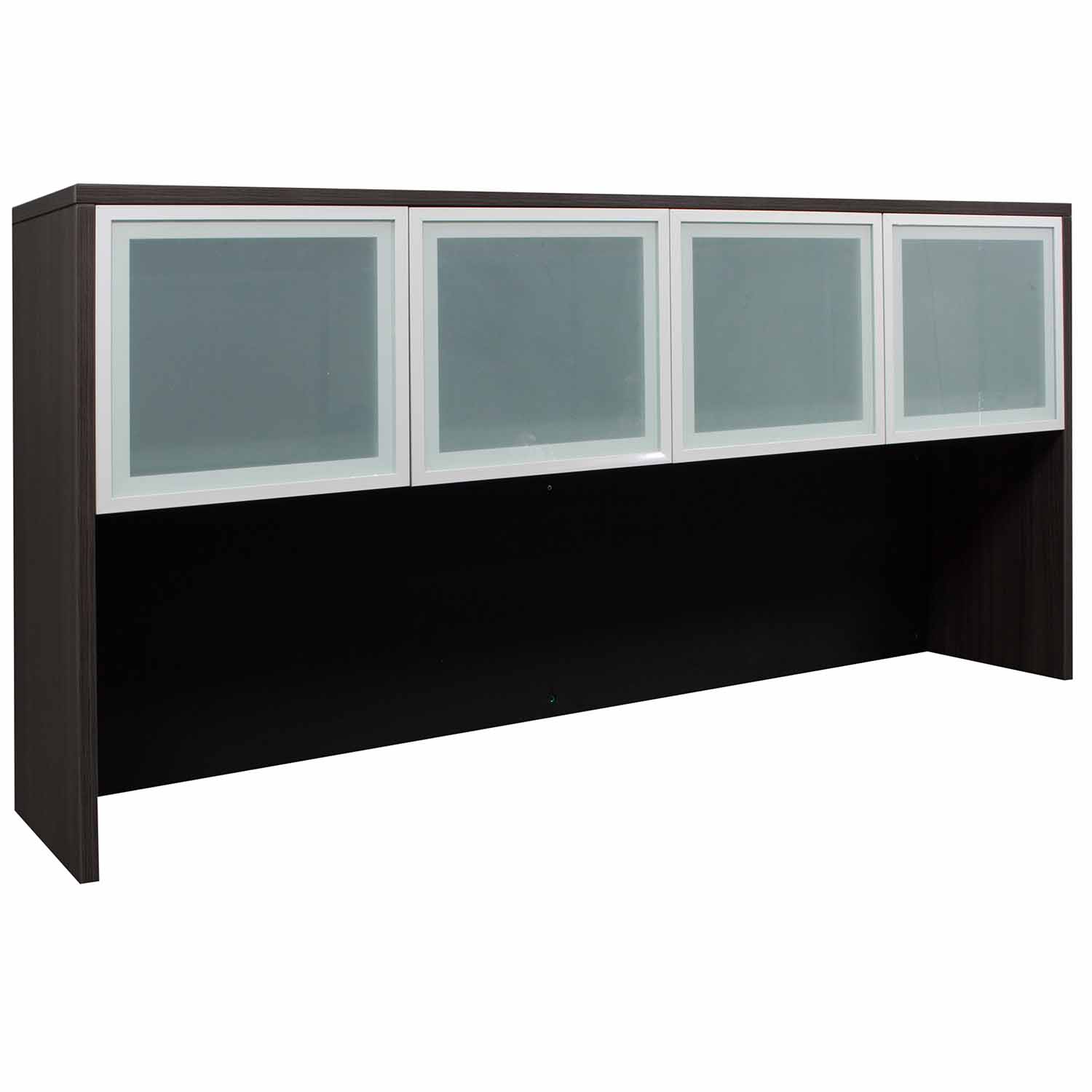 Everyday 72 In Laminate Hutch with Glass Doors, Gray