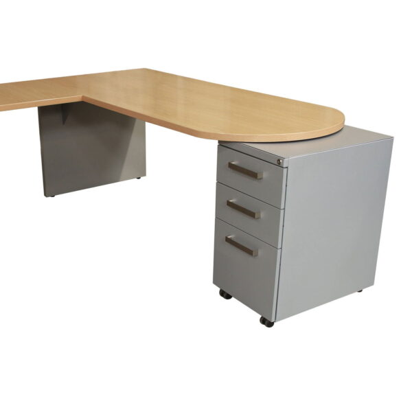6x8 Haworth Used U-Shape Left Return Desk Set with Overheads, Maple