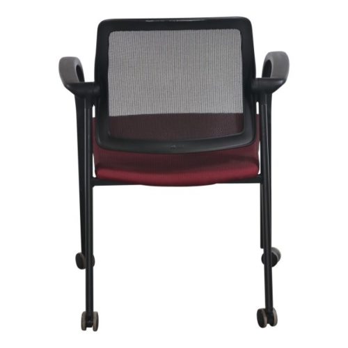 Allsteel Relate Used Mobile Stack Chair, Maroon - National Office