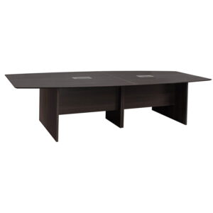 Catalina Laminate 10ft Boat Shaped Conference Table w/ Grommet, Gray