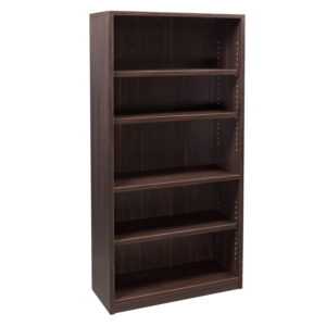Denmark 66 Inch Laminate 5 Shelf Bookcase, American Walnut