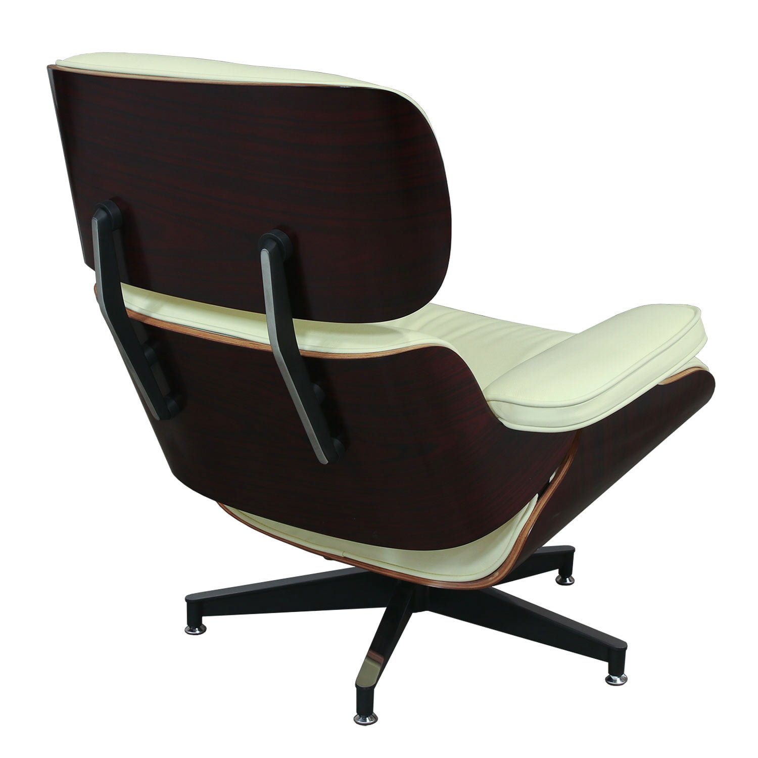 Eames Style Leather Lounge Chair & Ottoman Reproduction by goSIT, Creme