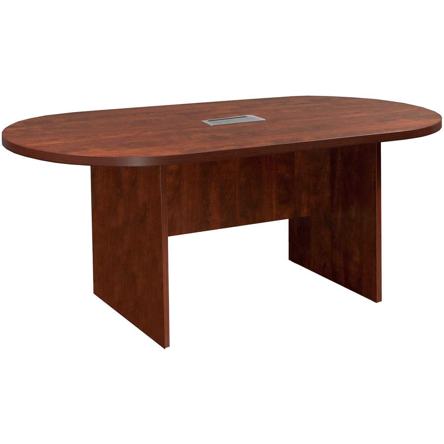 Everyday 6 Foot Laminate Racetrack Conference Table with Grommet, Cherry