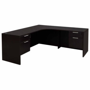 Everyday Right Return Laminate Corner Desk L Shape With Computer Corner, Espresso