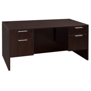 Everyday 30x60 Double Pedestal Laminate Desk, Mahogany