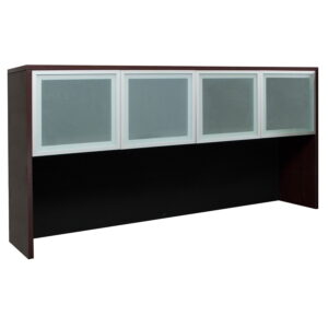 Everyday 72 In Laminate Hutch with Glass Doors, Mahogany
