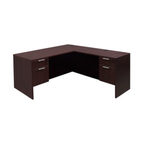 Everyday 30x60 20x42 Laminate L Shape Desk, Mahogany