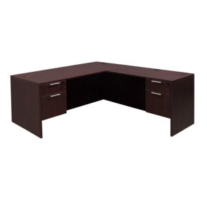 Everyday 30x66 24x48 Laminate L-Shape Desk, Mahogany