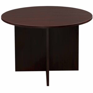 Everyday 42 Inch Round Laminate Meeting Table, Mahogany