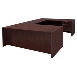 Everyday U Shape Laminate Desk, Mahogany