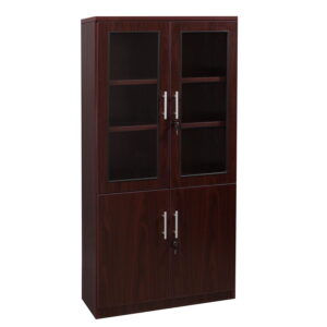 Everyday 65 in Laminate Bookcase With Glass Doors, Mahogany