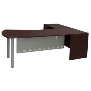 Everyday Modern Left Return Laminate L Shape Desk, Mahogany