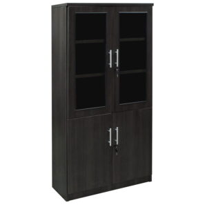 Everyday 65 in Laminate Bookcase With Glass Doors, Gray
