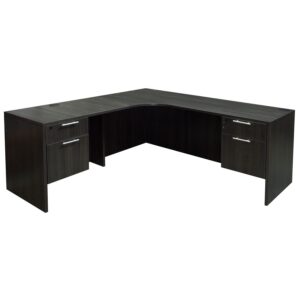 Everyday Left Return Laminate Corner Desk L Shape With Computer Corner, Gray