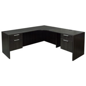 Everyday Right Return Laminate Corner Desk L Shape With Computer Corner, Gray