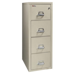 FireKing Used Letter Vertical File Cabinet, Putty