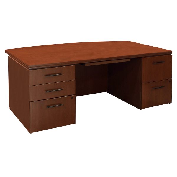 Haworth Veneer Used Bow Front Desk Set, Cherry National Office