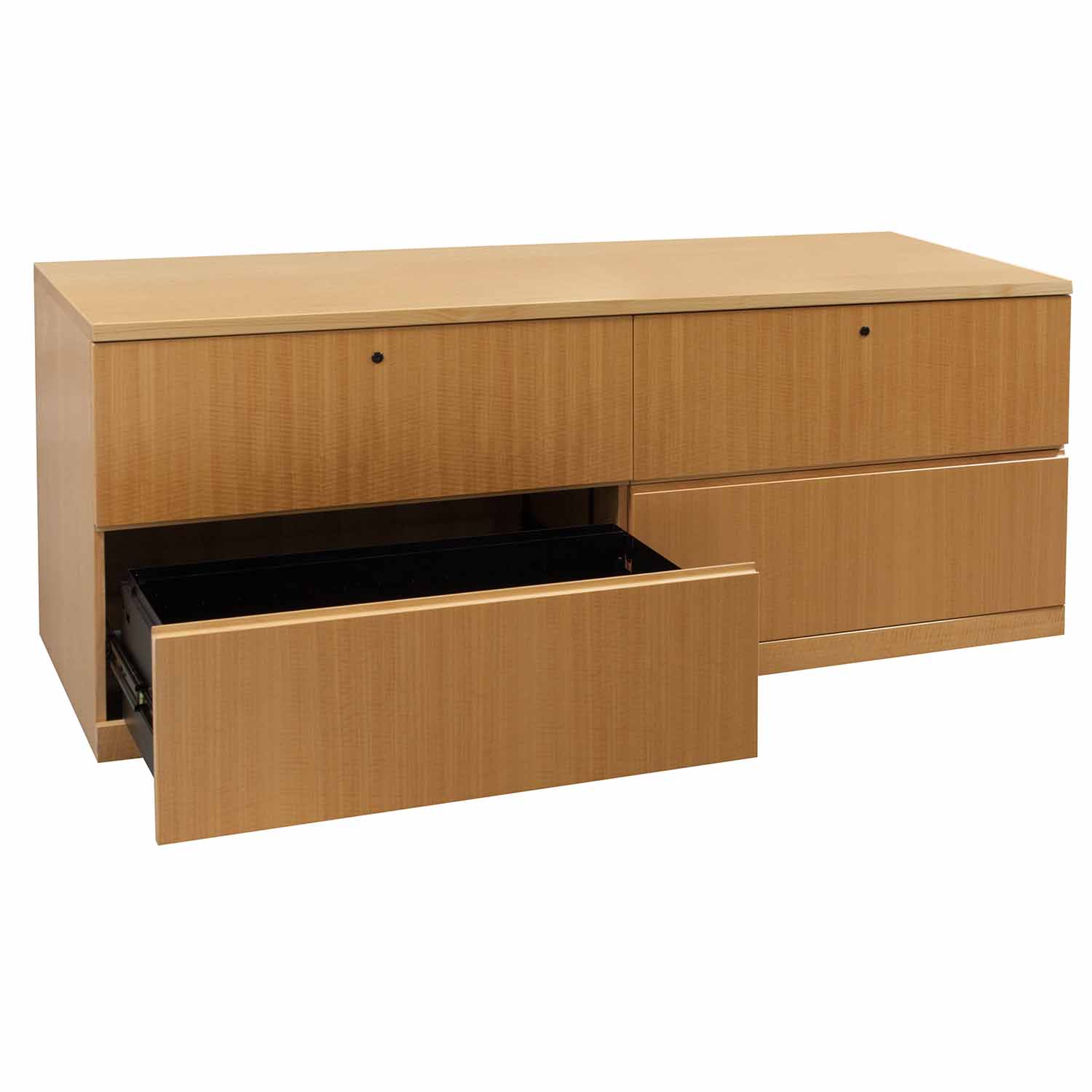 Haworth Veneer Used 4 Drawer Lateral Credenza, Tiger Maple National