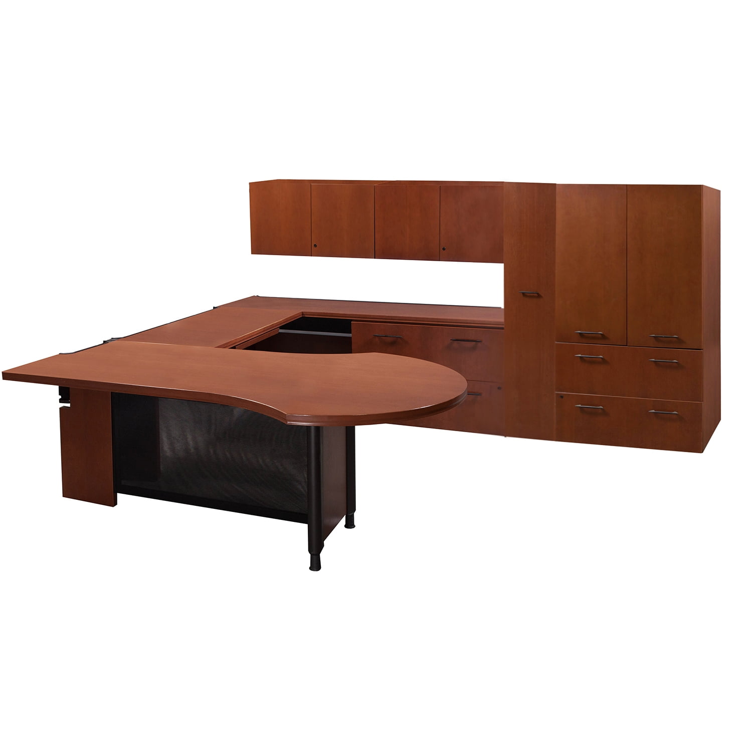 Haworth Used Right Return Veneer U Shape Desk, Cherry - National Office