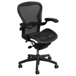 Herman Miller Aeron Used Size B Leather Arm Task Chair, Carbon